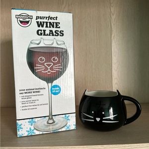 Cat Wine and Mug Set